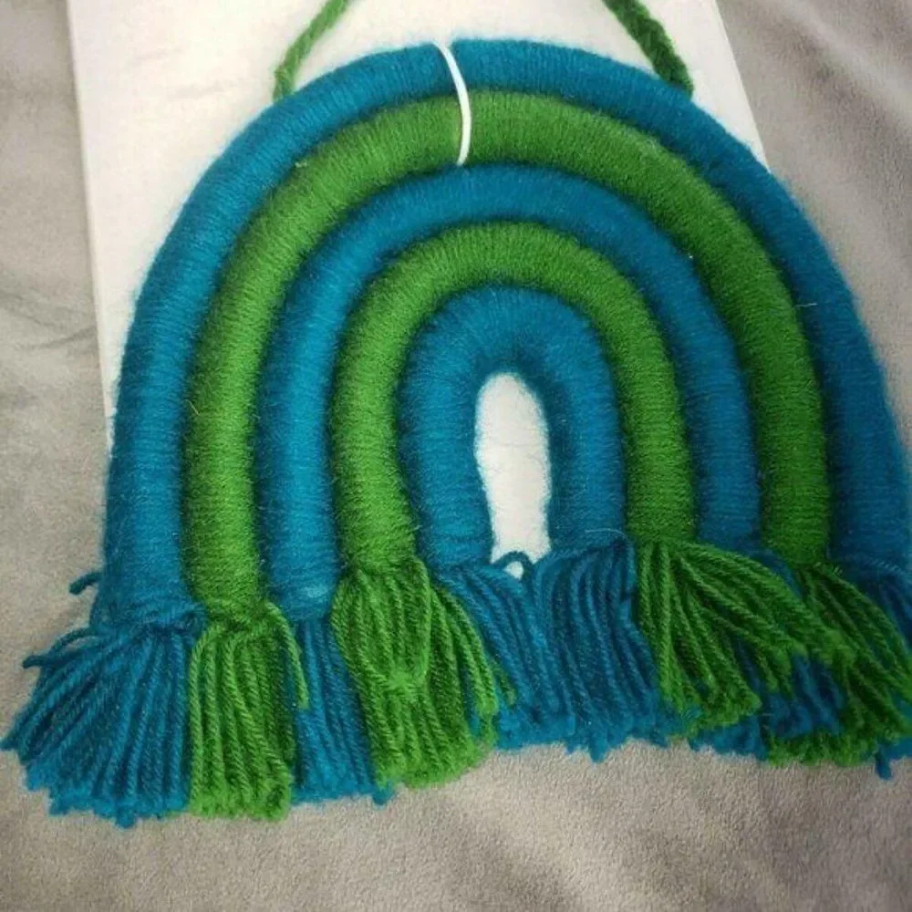Boho woven macrame Rainbow Green‎ blue Wall Hanging Decor decorations